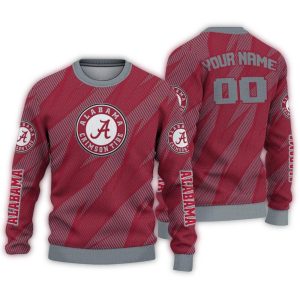 Personalized Alabama Crimson Tide Stripe Motion Ugly Sweater
