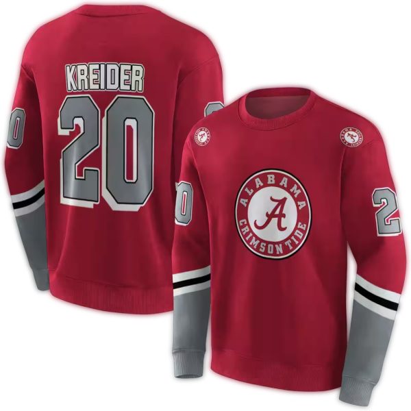 Personalized Alabama Crimson Tide Striped Sleeves AOP Sweatshirt 1