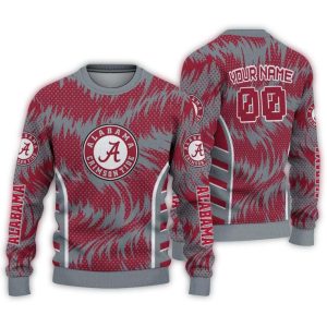 Personalized Alabama Crimson Tide Swirl Flow Ugly Sweater