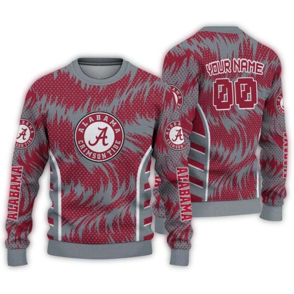 Personalized Alabama Crimson Tide Swirl Flow Ugly Sweater 1