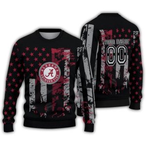 Personalized Alabama Crimson Tide Vintage Usa Flag Ugly Sweater