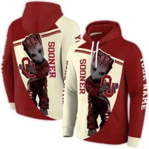 Personalized Baby Groot Hold Logo Oklahoma Sooners All-over Print Hoodie