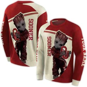 Personalized Baby Groot Hold Logo Oklahoma Sooners All-over Print Sweatshirt