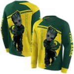 Personalized Baby Groot Hold Logo Oregon Ducks All-Over Print Sweatshirt
