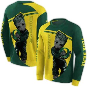 Personalized Baby Groot Hold Logo Oregon Ducks All-Over Print Sweatshirt