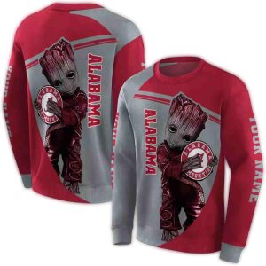 Personalized Baby Groot Hug Logo Alabama Crimson Tide All-over Print Sweatshirt