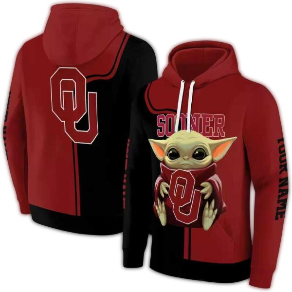 Personalized Baby Yoda Hold Logo Oklahoma Sooners AOP Hoodie 1