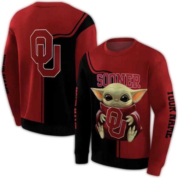 Personalized Baby Yoda Hold Logo Oklahoma Sooners AOP Sweatshirt 1