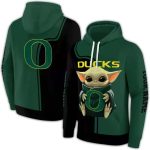 Personalized Baby Yoda Hold Logo Oregon Ducks All-Over Print Hoodie
