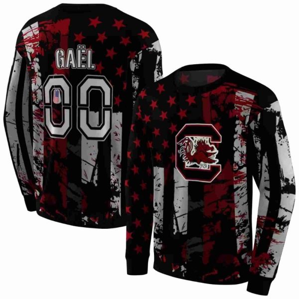 Personalized Gamecocks Distressed Flag Garnet Black AOP Sweatshirt