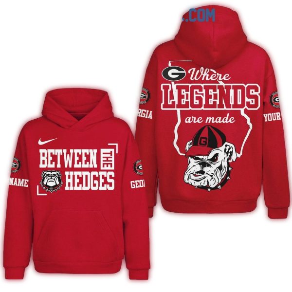 Personalized Georgia Bulldogs Between The Hedges Where Legends Are Made AOP Hoodie 1
