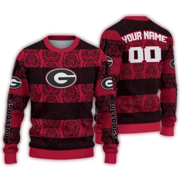 Personalized-Georgia-Bulldogs-Bulldog-Motif-Ugly-Sweater-1 Personalized Georgia Bulldogs Bulldog Motif Ugly Sweater 1