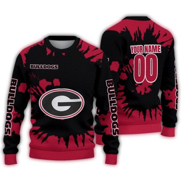 Personalized-Georgia-Bulldogs-Burst-Swirl-Ugly-Sweater-1 Personalized Georgia Bulldogs Burst Swirl Ugly Sweater 1
