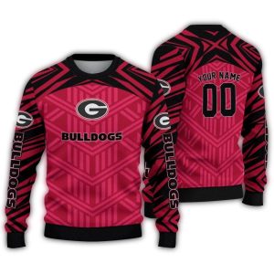 Personalized Georgia Bulldogs Chevron Pattern Ugly Sweater