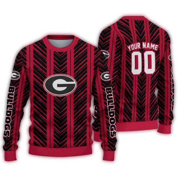 Personalized Georgia Bulldogs Chevron Rows Ugly Sweater 1