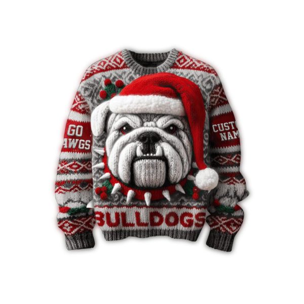 Personalized-Georgia-Bulldogs-Christmas-Time-Celebration-Ugly-Sweater-1 Personalized Georgia Bulldogs Christmas Time Celebration Ugly Sweater 1