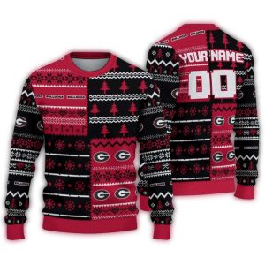 Personalized Georgia Bulldogs Christmastree Bands Ugly Sweater