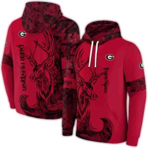 Personalized Georgia Bulldogs Deer Silhouette All-Over Print Hoodie