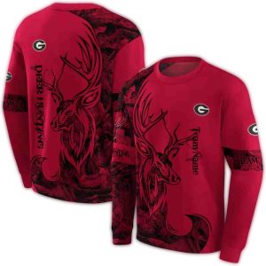 Personalized Georgia Bulldogs Deer Silhouette All-Over Print Sweatshirt