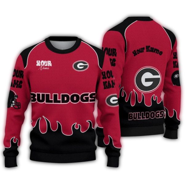 Personalized-Georgia-Bulldogs-Flame-Border-Ugly-Sweater-1 Personalized Georgia Bulldogs Flame Border Ugly Sweater 1