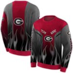 Personalized Georgia Bulldogs Flame Outline All-Over Print Sweatshirt