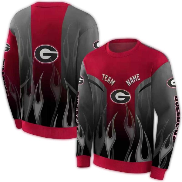 Personalized Georgia Bulldogs Flame Outline AOP Sweatshirt 1