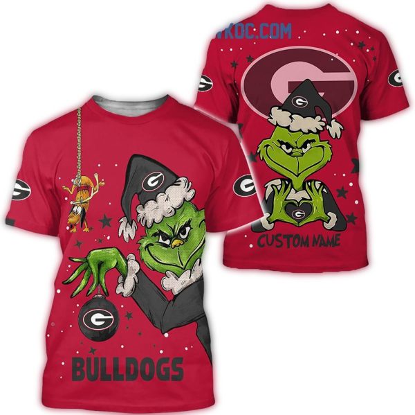 Personalized Georgia Bulldogs Grinch Christmas AOP T Shirt 1