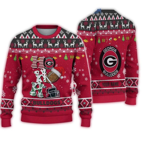 Personalized-Georgia-Bulldogs-Ho-Ho-Ho-Snow-Christmas-Ugly-Sweater-1 Personalized Georgia Bulldogs Ho Ho Ho Snow Christmas Ugly Sweater 1