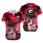 Personalized Georgia Bulldogs Mascot And Tiki Beach Tropical Hawaiian Shirt
