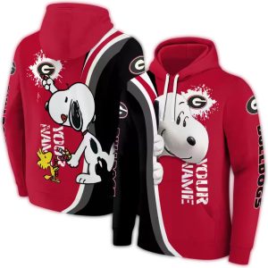 Personalized Georgia Bulldogs Peeking Snoopy All-Over Print Hoodie