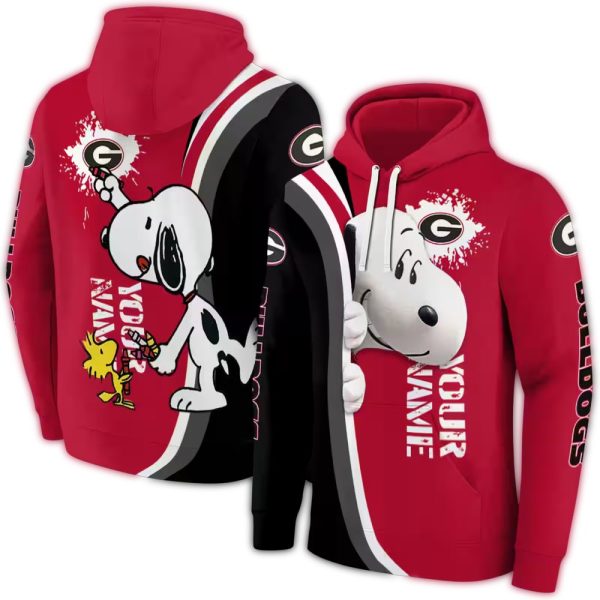 Personalized Georgia Bulldogs Peeking Snoopy AOP Hoodie 1