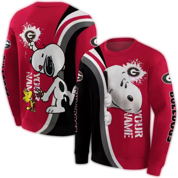 Personalized Georgia Bulldogs Peeking Snoopy AOP Sweatshirt 1