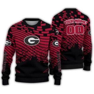 Personalized Georgia Bulldogs Pixel Flow Ugly Sweater