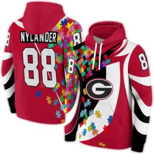 Personalized Georgia Bulldogs Puzzle Pieces All-Over Print Hoodie