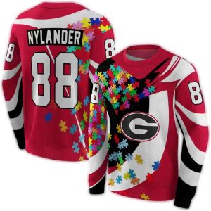Personalized Georgia Bulldogs Puzzle Pieces All-Over Print Sweatshirt