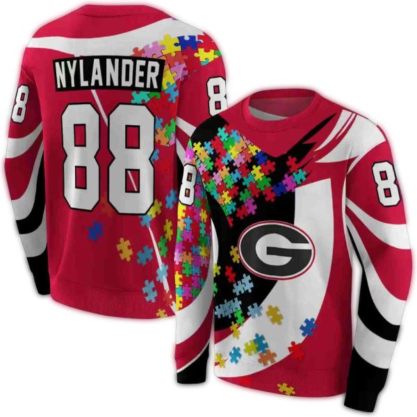Personalized Georgia Bulldogs Puzzle Pieces AOP Sweatshirt 1