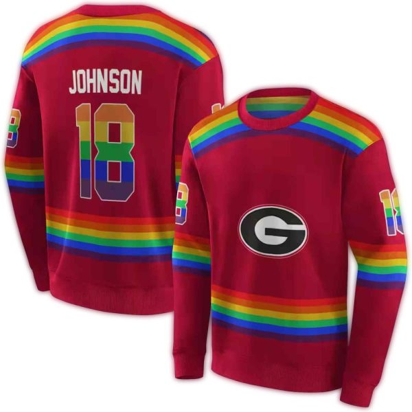 Personalized Georgia Bulldogs Rainbow Stripes AOP Sweatshirt 1