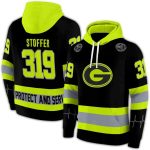 Personalized Georgia Bulldogs Safety Motif Black Neon Green All-Over Print Hoodie