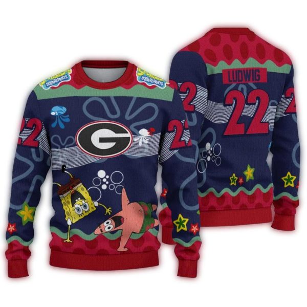 Personalized Georgia Bulldogs Spong Cartoon Ugly Sweater 1