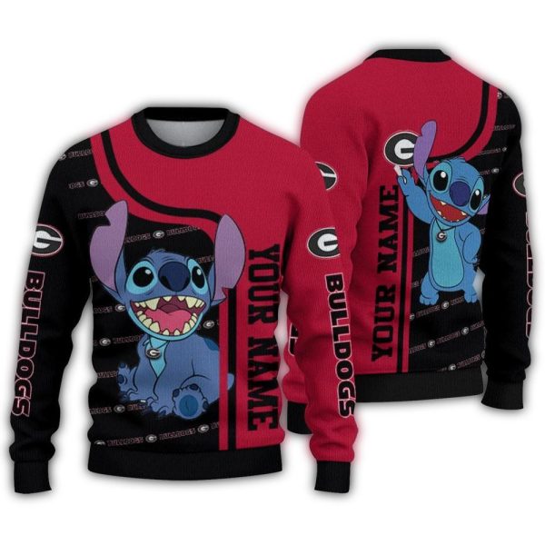 Personalized Georgia Bulldogs Stitch Ugly Sweater 1