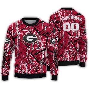 Personalized Georgia Bulldogs Streak Overlay Ugly Sweater