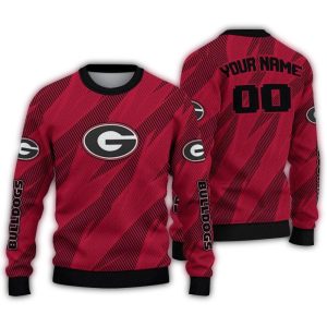 Personalized Georgia Bulldogs Stripe Motion Ugly Sweater