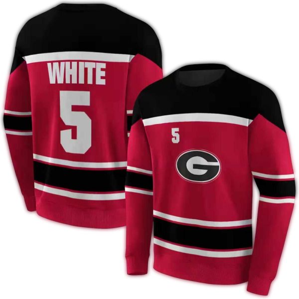 Personalized Georgia Bulldogs Striped Pattern AOP Sweatshirt 1