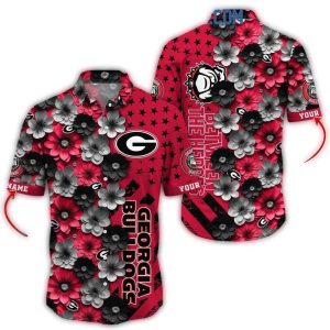 Personalized Georgia Bulldogs Summer Flower Love Fan Hawaiian Shirt