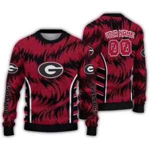 Personalized Georgia Bulldogs Swirl Flow Ugly Sweater