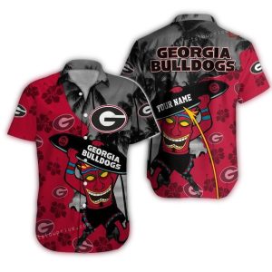 Personalized Georgia Bulldogs Tiki Surf Tropical Hawaiian Shirt