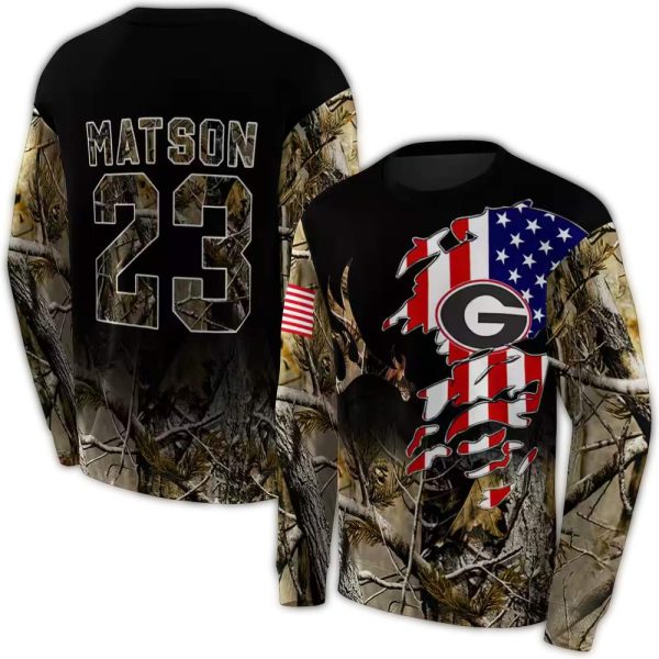 Personalized Georgia Bulldogs Tree Camo AOP Sweatshirt 1
