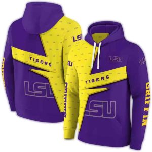 Personalized Lsu Tigers Abstract Shape Purple All Over Print Hoodie