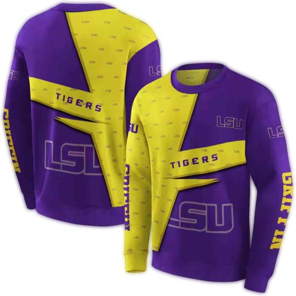 Personalized LSU Tigers Abstract Shape Purple AOP Sweatshirt 1