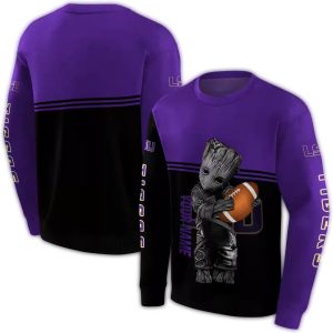 Personalized Lsu Tigers Baby Groot Purple Black All Over Print Sweatshirt